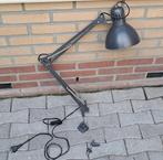 Te koop donker grijze ijzeren burolamp met veer voor het ste, Ophalen of Verzenden, Nieuw, Metaal, Minder dan 50 cm