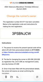 Valencia marathon ticket te koop, Tickets en Kaartjes, Eén persoon, Oktober