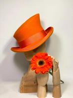Oranje victoriaanse hoge hoed heren dames steampunk top hat, Verzenden, Nieuw, Hoed