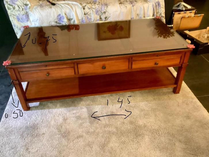 Kersen houten salontafel, Huis en Inrichting, Tafels | Salontafels, Gebruikt, Minder dan 50 cm, 50 tot 100 cm, 100 tot 150 cm