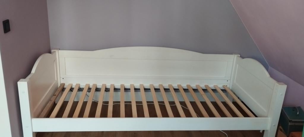 Halfhoogslaper bed Flexa wit met glijbaan, trap en plankje., Kinderen en Baby's, Kinderkamer | Bedden, Gebruikt, 180 cm of meer