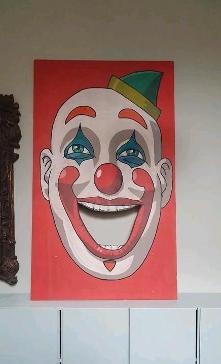 Groot kleurrijk circus clown schilderij, Antiek en Kunst, Kunst | Schilderijen | Modern, Ophalen