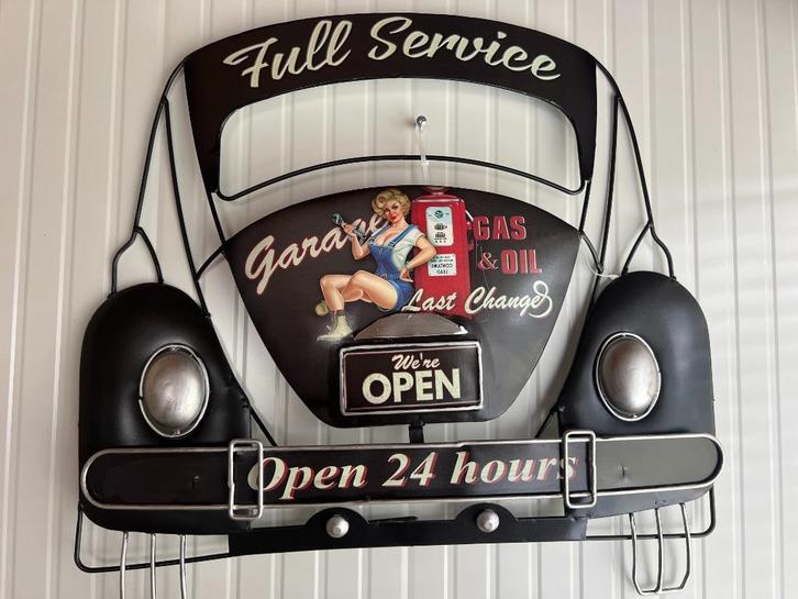 Metalen Vintage wandbord kever Full service, Huis en Inrichting, Woonaccessoires | Wanddecoraties, Nieuw, Ophalen of Verzenden