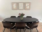 Prachtige eiken eettafel Deens ovaal zwart
