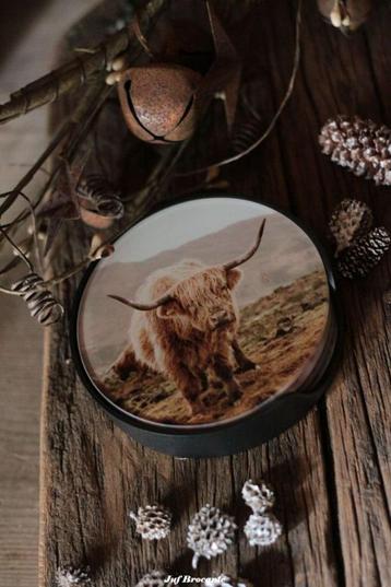 Glazen onderzetters in houder schotse hooglander beschikbaar voor biedingen