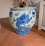 Chinese keramieken Cachepot groot blauw wit/ draak, Tuin en Terras, Bloempotten, Ophalen, Rond, Zo goed als nieuw, Minder dan 40 cm