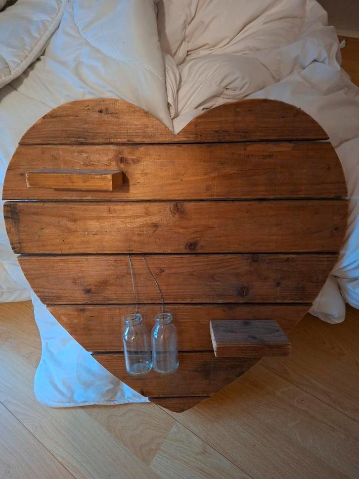 Houten Hart Decoratie met Flesjes, Huis en Inrichting, Woonaccessoires | Wanddecoraties, Gebruikt, Ophalen