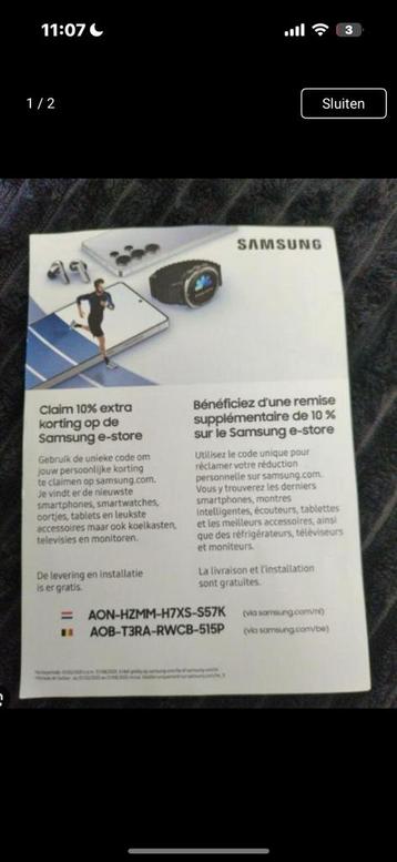 Samsung voucher/kortingscode gezocht beschikbaar voor biedingen