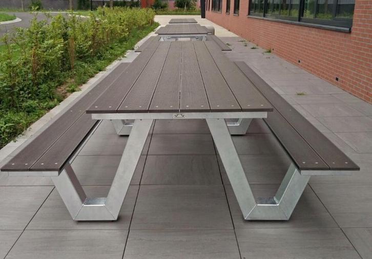 Picknicktafel duurzaam onderhoudsarm van staal en composiet, Tuin en Terras, Picknicktafels, Nieuw, Rechthoekig, Staal, Ophalen of Verzenden