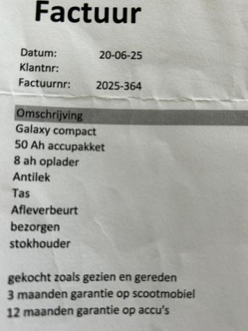 Scootmobiel Galaxy compact 50 aH beschikbaar voor biedingen