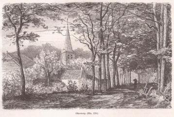 Olterterp met Kerk Houtgravure ca. 1880