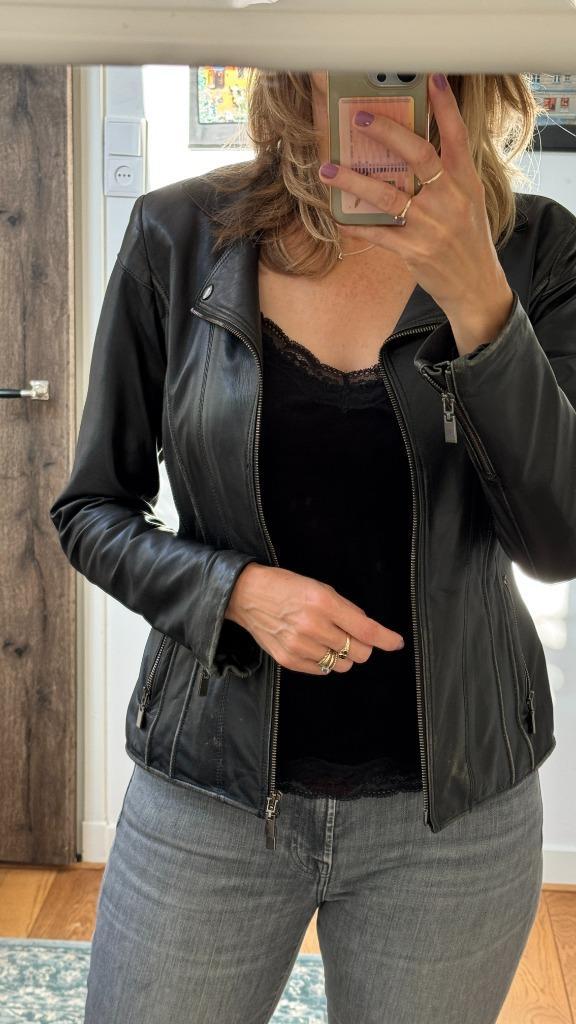 Leren jack, Kleding | Dames, Jassen | Zomer, Gedragen, Maat 38/40 (M), Zwart, Verzenden