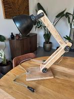Vintage tafel lamp of bureau lamp - hout - mat zwart, Huis en Inrichting, Lampen | Tafellampen, Gebruikt, Vintage, Ophalen of Verzenden