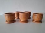 5x Houtsnijwerk, vintage eierdopjes. 4,5x4,5 cm. Zgan., Ophalen of Verzenden, Zo goed als nieuw