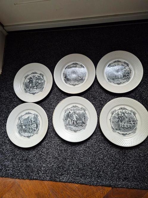 Antieke Borden & Houten Wandplank, Antiek en Kunst, Antiek | Servies los, Ophalen of Verzenden