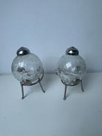 2 glazen bollen olielampjes met lont, Ophalen of Verzenden