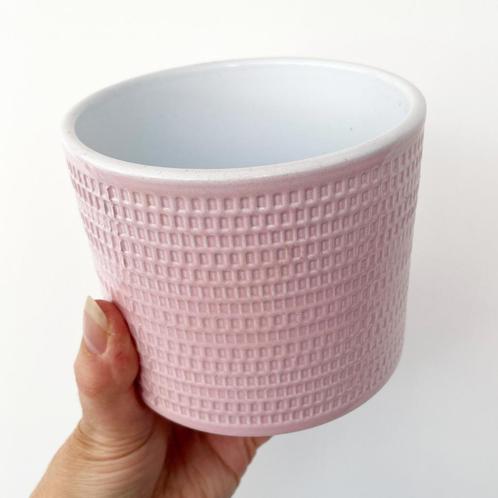 roze BLOEMPOT Urban Jungle retro plantenpot botanisch boho, Tuin en Terras, Bloempotten, Gebruikt, Aardewerk, Binnen, Minder dan 40 cm
