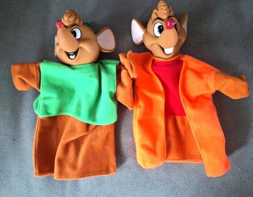 Disney handpoppen Tom en Pieter (Assepoester), Verzamelen, Disney, Zo goed als nieuw, Overige typen, Assepoester of Belle, Ophalen of Verzenden