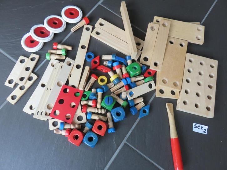 Baufix houten constructie set 2 80delig, vintage, Kinderen en Baby's, Speelgoed | Houten speelgoed, Gebruikt, Ophalen of Verzenden