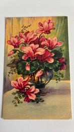 Pot met cyclamen. Reliëf. Penseelstreken., Ophalen of Verzenden, 1920 tot 1940, Overige thema's