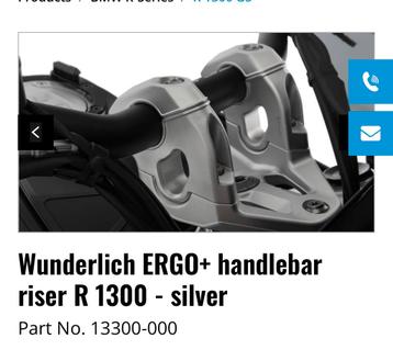 Wunderlich ERGO+ handlebar riser  BMW R1300 GS- silver beschikbaar voor biedingen