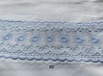 Vintage beddengoed blauwe sierrand 1x laken 2x sloop (A31), Ophalen of Verzenden, Gebruikt