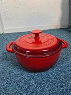 Rode Ernesto gietijzeren pan met deksel, Huis en Inrichting, Keuken | Potten en Pannen, Ophalen, Gebruikt, Gietijzer, Koekenpan of Braadpan