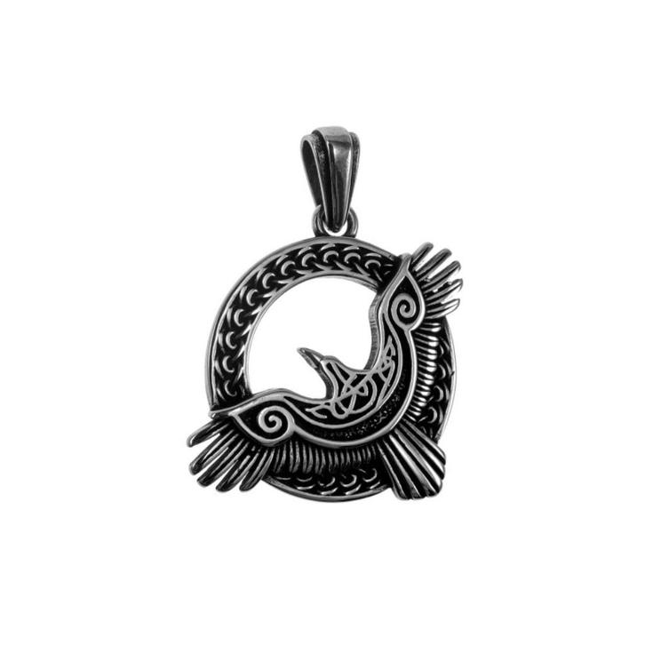 32mm Raaf Hanger Heren - RVS - Noorse Mythologie Hanger, Sieraden, Tassen en Uiterlijk, Kettinghangers, Nieuw, Overige materialen