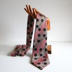 Vintage stropdas - Roze, zwart, grijs met stippen, Kleding | Heren, Stropdassen, Ophalen of Verzenden, Zo goed als nieuw, Overige kleuren