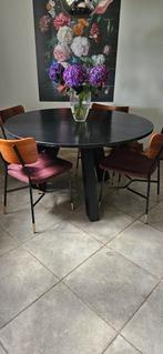 WOOOD Rhonda Eettafel - Ø 130 cm - Zwart, Ophalen, 100 tot 150 cm, Rond, Zo goed als nieuw