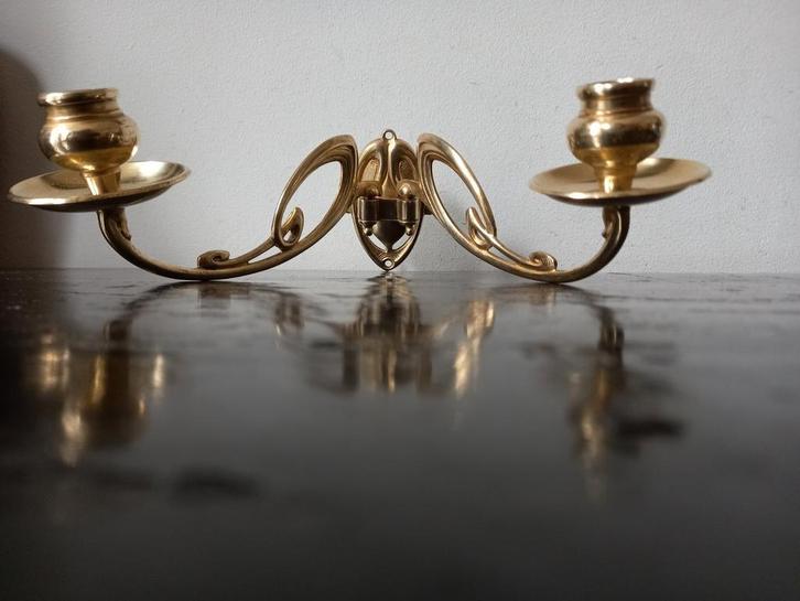 Franse Art Nouveau/Jugendstil piano wandkandelaar brons, Antiek en Kunst, Antiek | Kandelaars, Koper of Brons, Ophalen of Verzenden