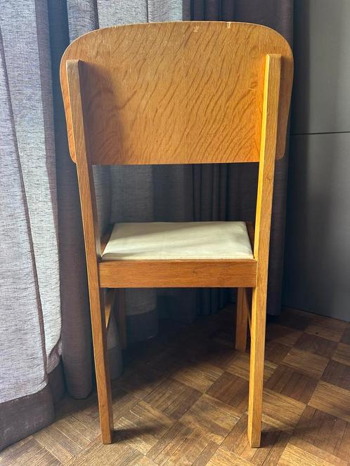 Stevige vintage fifties Houten stoel met skai bekleding, Huis en Inrichting, Stoelen, Gebruikt, Eén, Bruin, Ophalen of Verzenden