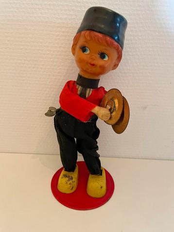 Antieke/Vintage opwind speelgoedpop met cimbalen beschikbaar voor biedingen