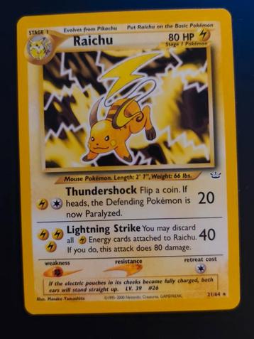 Raichu 21/64 Neo Revelation Pokémon Kaart NM/M beschikbaar voor biedingen