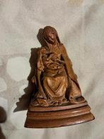 Antiek Heilige maagd maria met jezus hout sculptuur, Ophalen of Verzenden