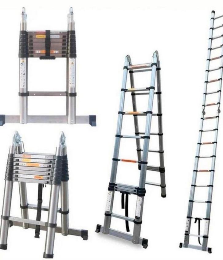 Telescopische Vouwbare RVS EN-131 5 Meter ladder Nieuw, Doe-het-zelf en Verbouw, Ladders en Trappen, Nieuw, Ladder, 4 meter of meer