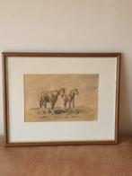 aquarel Paard en veulen fantastische kwaliteit., Antiek en Kunst, Ophalen
