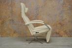 ZGAN! 1gebr witte leren Jori Mensana design relaxfauteuil!, Huis en Inrichting, Fauteuils, Ophalen, Jori, Design, 75 tot 100 cm