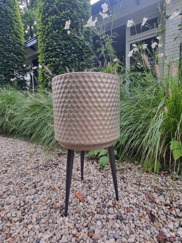 Bloempot op voet - Modern Design, Tuin en Terras, Bloempotten, Nieuw, Beton, Binnen, Balkon, Tuin, 40 tot 70 cm, 25 tot 40 cm