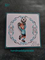 Nr. 527 Handgemaakte geborduurde verjaardagskaart keeper, Ophalen of Verzenden, Nieuw, Overige thema's