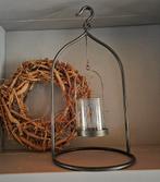 Metalen windlicht, stoer, sober, landelijk, kerst, Huis en Inrichting, Woonaccessoires | Kandelaars en Kaarsen, 25 tot 50 cm, Ophalen of Verzenden