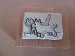 Houten stempel - hondje en poesje, Ophalen of Verzenden, Zo goed als nieuw, Houten stempel