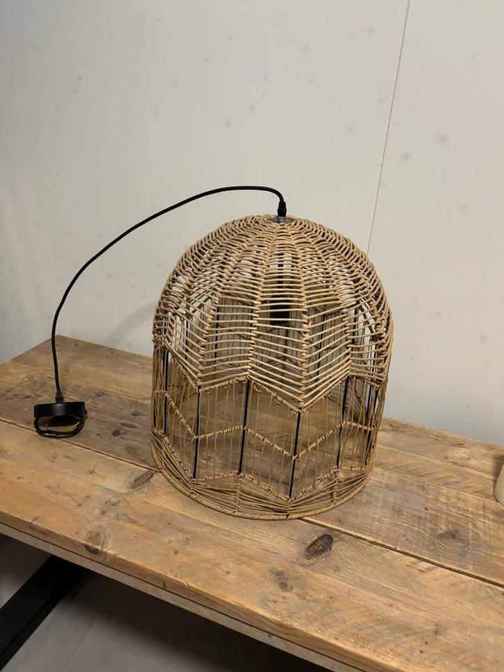 Juten Plafondlamp - Sfeervolle Verlichting, Huis en Inrichting, Lampen | Hanglampen, Gebruikt, Minder dan 50 cm, Stof, Ophalen