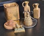 6 items. Blik, Maris, Handbel op console , miniatuur bussen,, Ophalen of Verzenden, Koper
