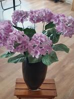 GROTE ZWARTE VAAS MET ZIJDE BLOEMEN, Ophalen of Verzenden, Zo goed als nieuw, Binnen