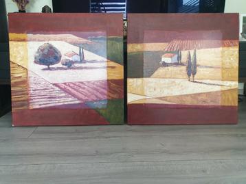 2 schilderijen op hout van karsten Kirchner 70x70 beschikbaar voor biedingen