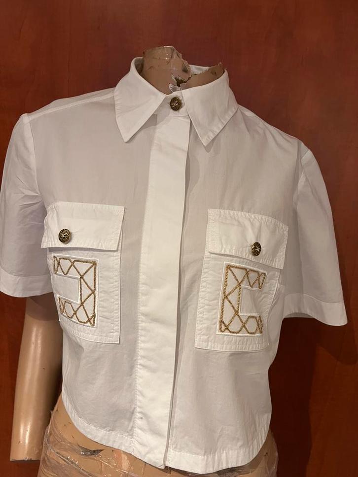 Elisabetta Franchi blouse goudkleurige kettinkjes M ZGAN, Kleding | Dames, Blouses en Tunieken, Zo goed als nieuw, Maat 38/40 (M)