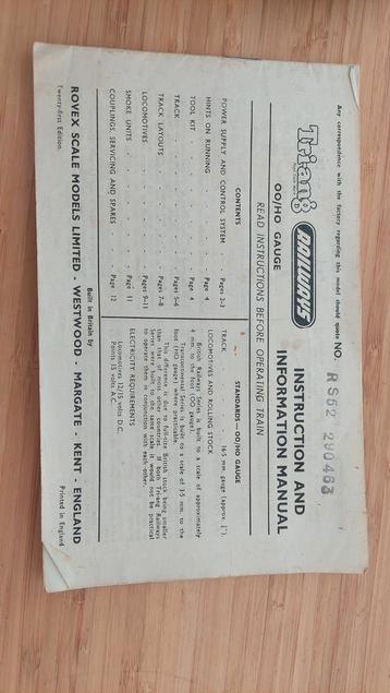 Tri-ang railways instruction and information manual beschikbaar voor biedingen