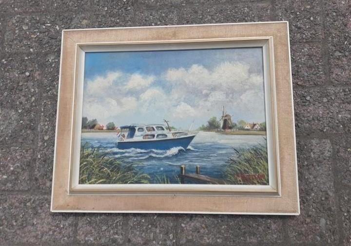 Schilderij P. Hartland, Antiek en Kunst, Kunst | Schilderijen | Klassiek, Ophalen of Verzenden