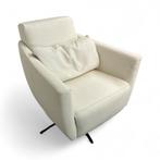 Moderne wit lederen fauteuils draaifauteuils, Huis en Inrichting, Ophalen, F, F, Gebruikt